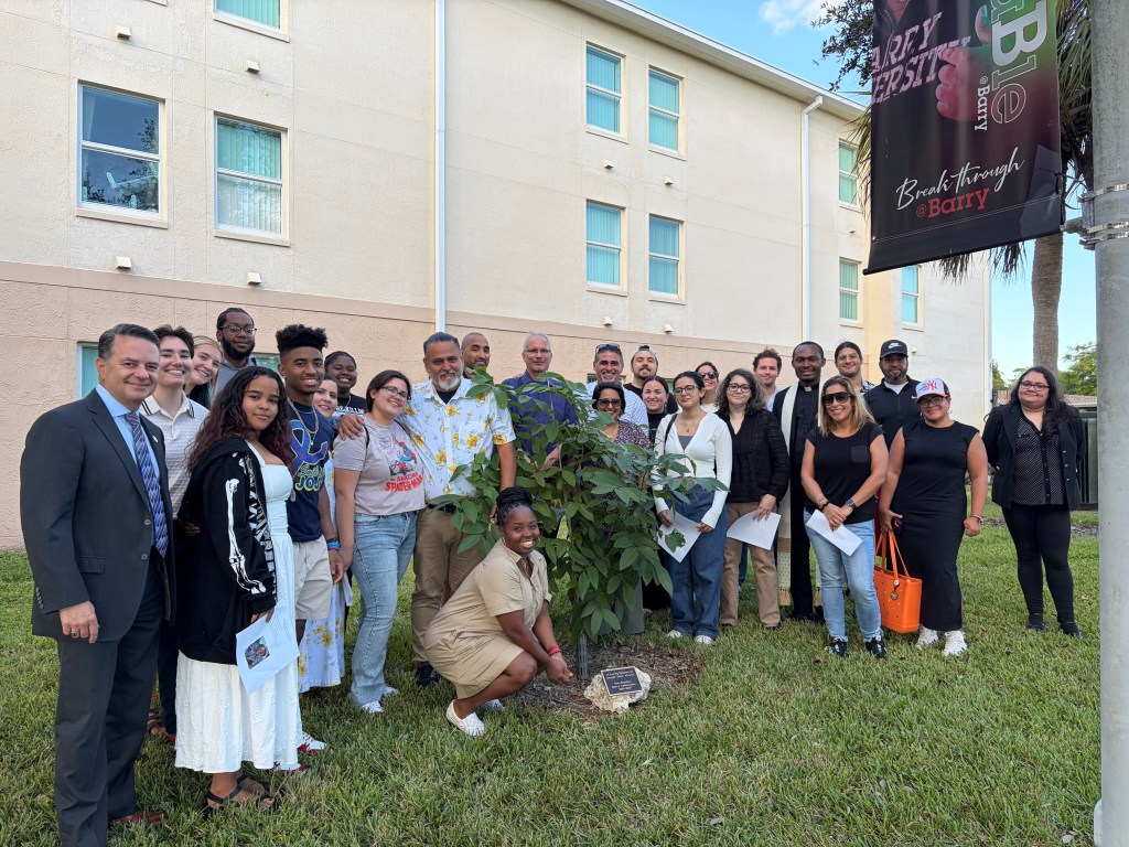 Barry University’s Green Team Dedicates Tree on Kolasa Dormitory Grounds in Memory of Joseph “Jojo” Alvarez